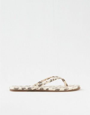 Aerie Woven Platform Flip Flops White | LNF-316254