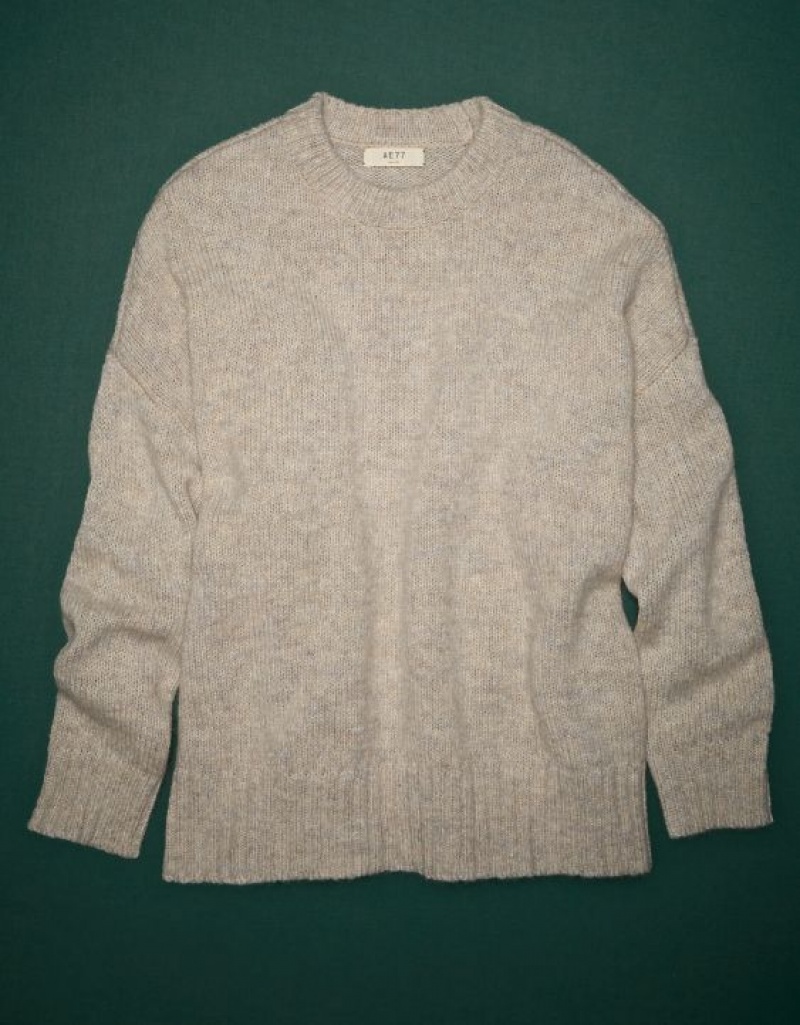 Aerie AE77 Premium Mohair-Blend Boyfriend Sweater Grey | BMO-291856