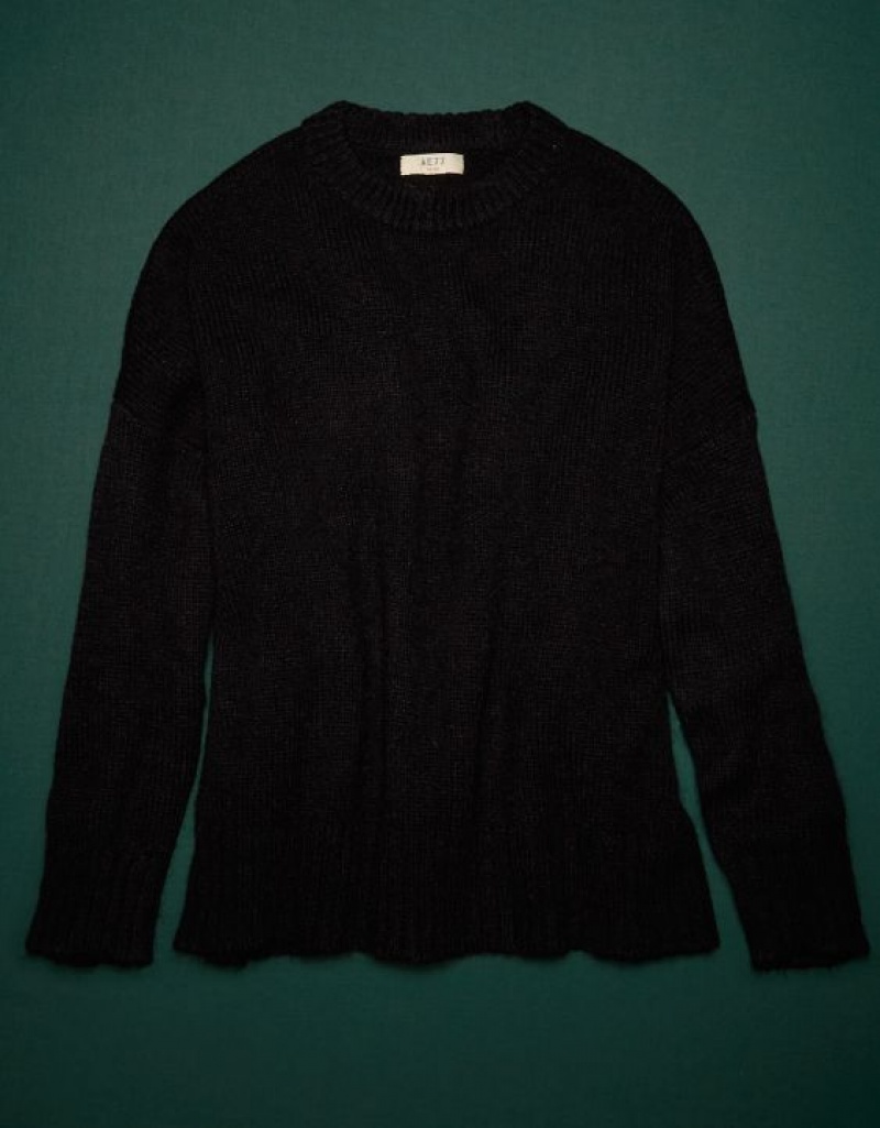 Aerie AE77 Premium Mohair-Blend Boyfriend Sweater Black | YEA-450638