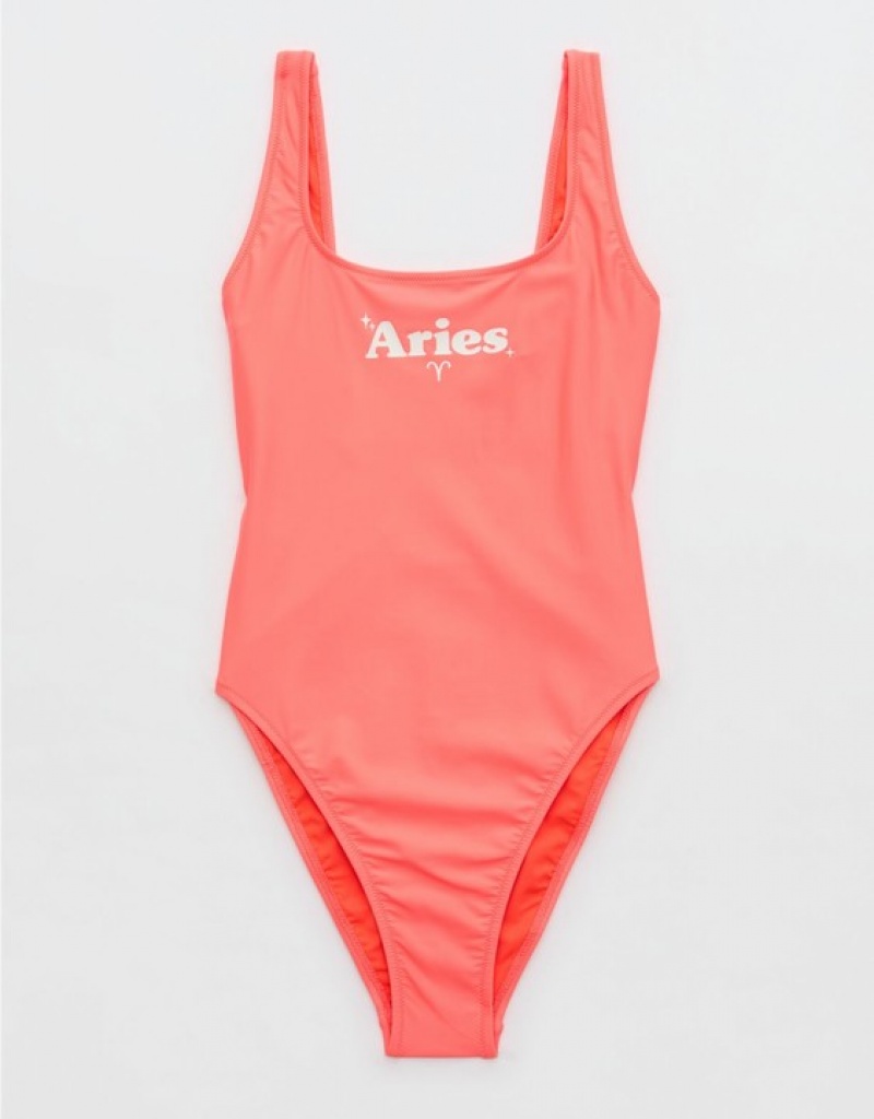 Aerie Astrology Babewatch One Piece Swimsuits Pink | FJH-453261