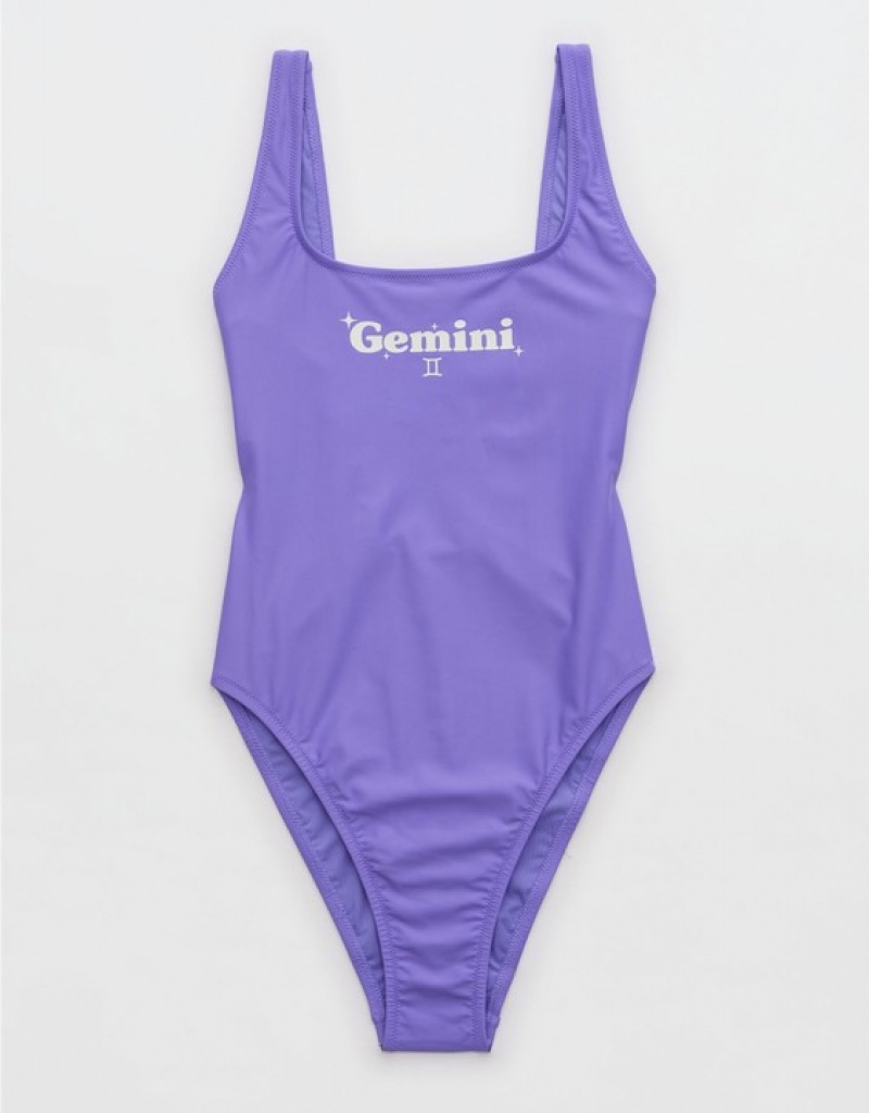 Aerie Astrology Babewatch One Piece Swimsuits Purple | BKJ-902368