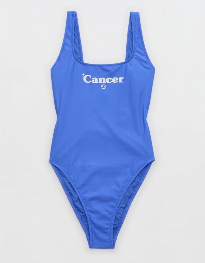 Aerie Astrology Babewatch One Piece Swimsuits Blue | SJZ-829150