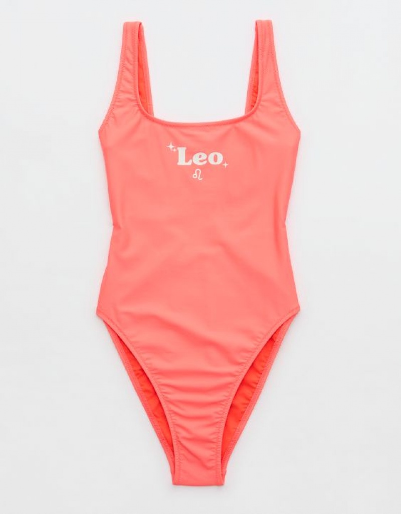 Aerie Astrology Babewatch One Piece Swimsuits Pink | ILT-570328