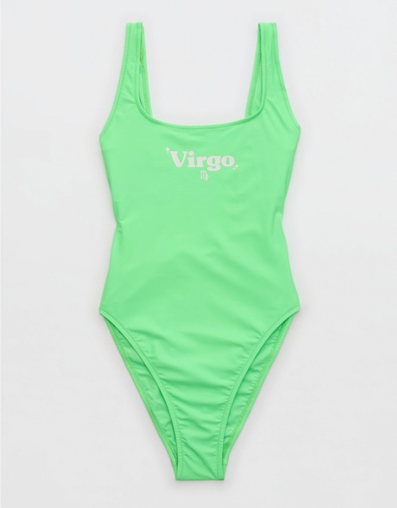 Aerie Astrology Babewatch One Piece Swimsuits Green | XOP-571394