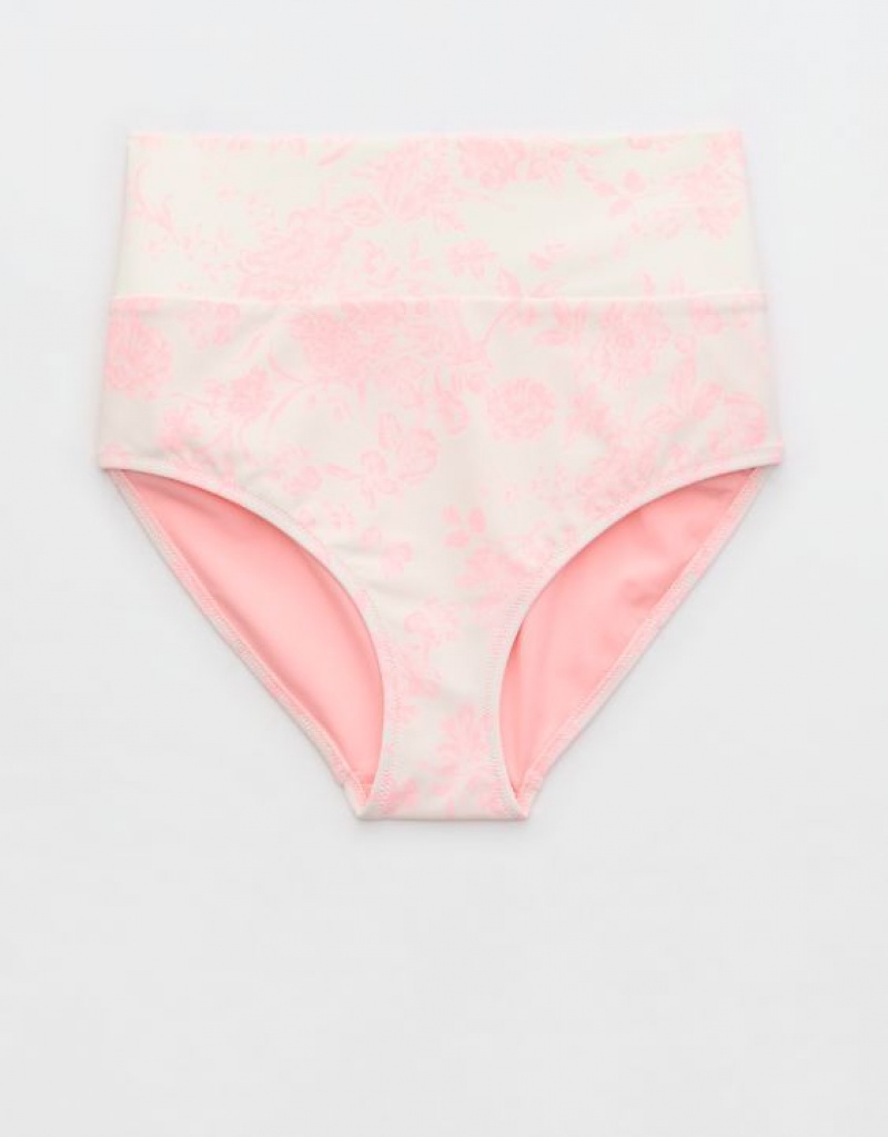 Aerie Banded High Waisted Bikini Bottom Pink | YZH-270156