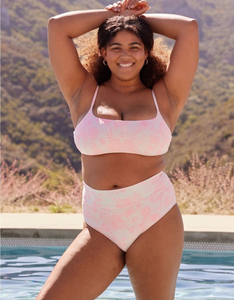 Aerie Banded High Waisted Bikini Bottom Pink | YZH-270156