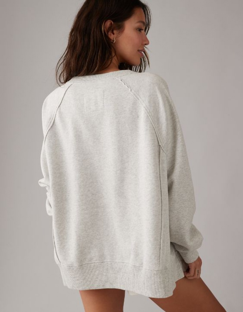 Aerie Big Hug Oversized Notch Neck Sweatshirts Grey | OLA-805239