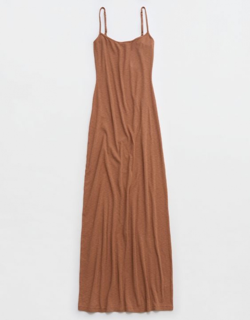 Aerie Bodycon Maxi Dress Brown | LSF-520381