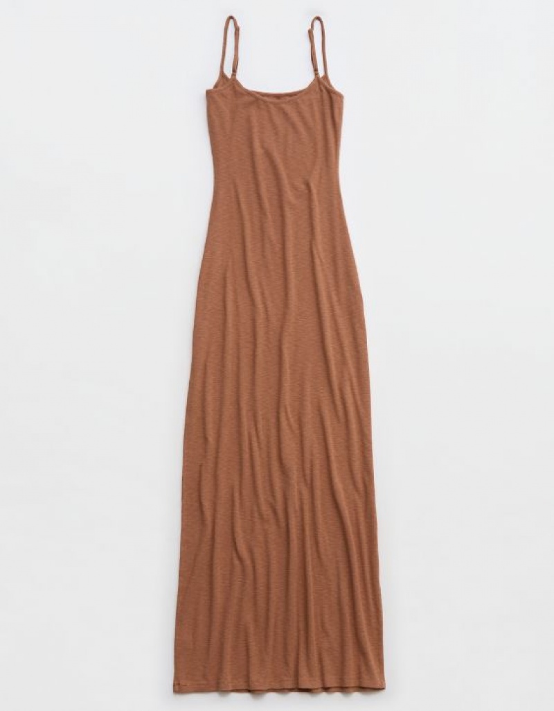 Aerie Bodycon Maxi Dress Brown | LSF-520381