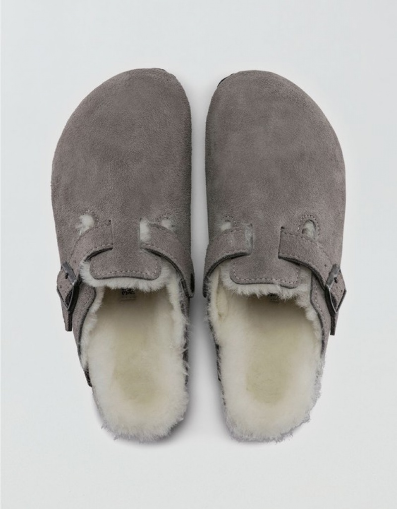 Aerie Boston Shearling Clogs Grey | IFN-806927