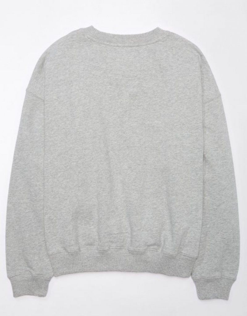 Aerie Crew Neck Fleece Sweatshirts Grey | SCA-217869