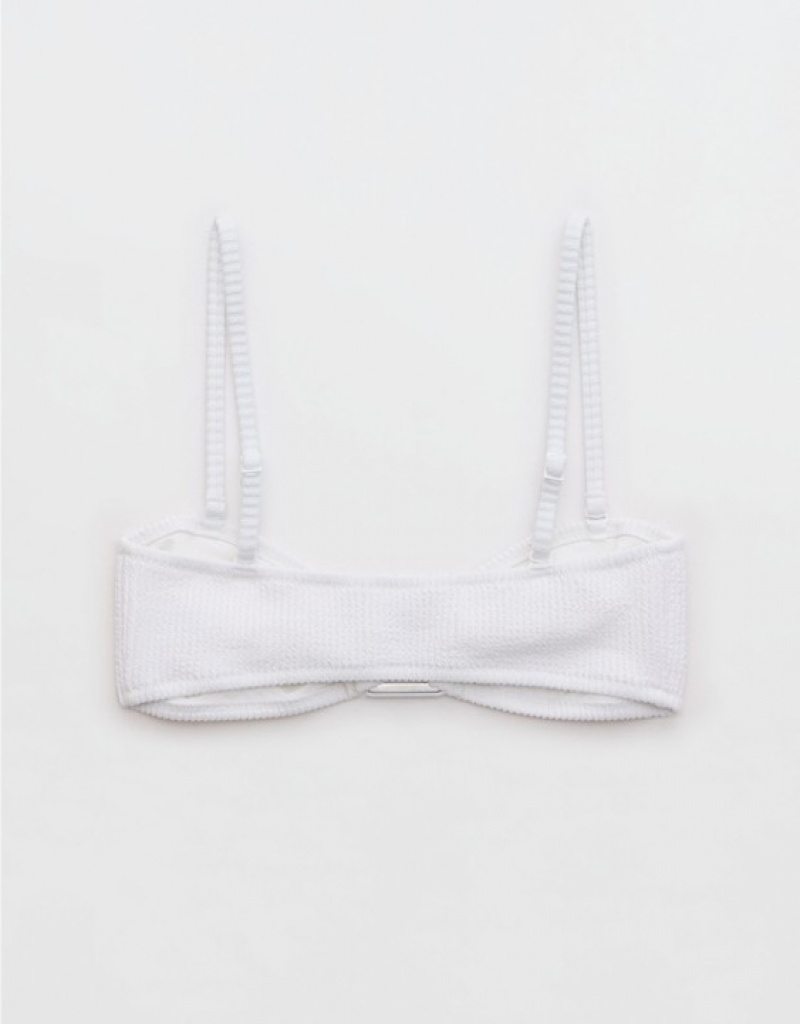 Aerie Crinkle Bandeau Bikini Top White | QJP-854276