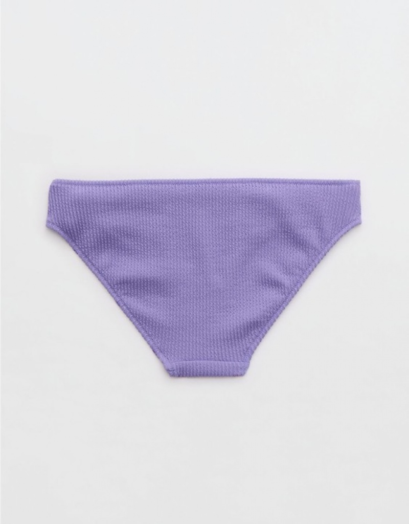 Aerie Crinkle Full Coverage Bikini Bottom Purple | MCE-927305