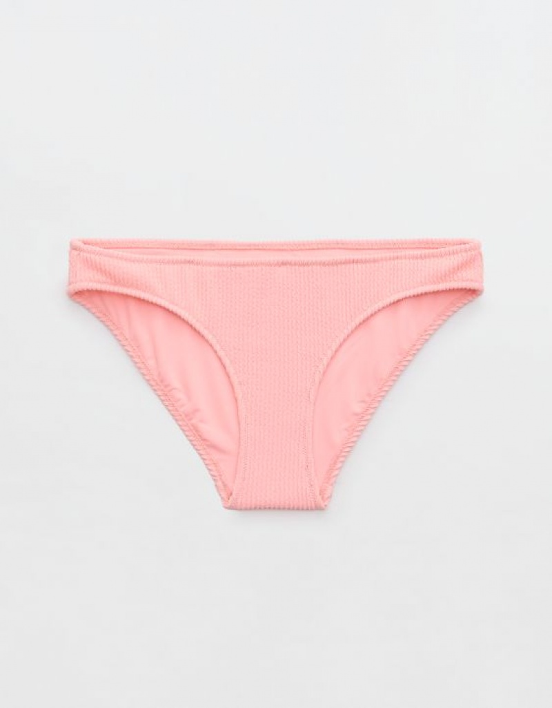 Aerie Crinkle Full Coverage Bikini Bottom Pink | OZP-180376