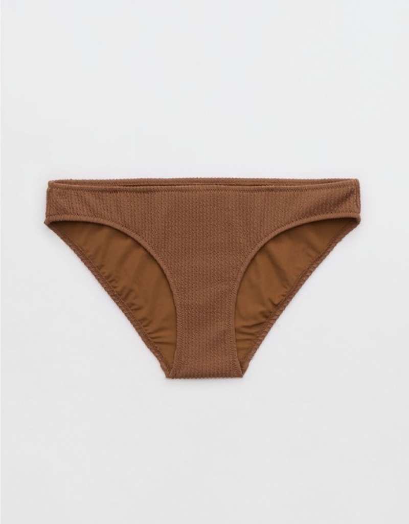 Aerie Crinkle Full Coverage Bikini Bottom Dark Brown | HAV-207368