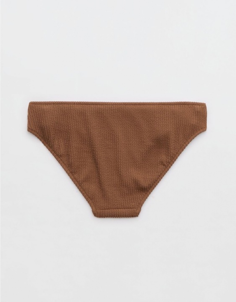 Aerie Crinkle Full Coverage Bikini Bottom Dark Brown | HAV-207368