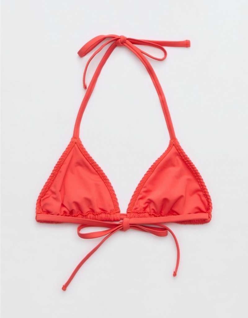 Aerie Crinkle String Triangle Bikini Top Red | ZUJ-249376