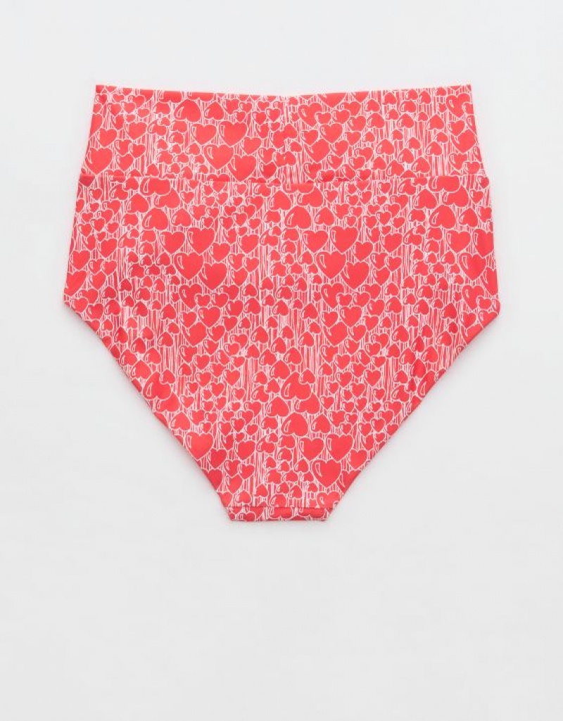 Aerie Crossover High Waisted Bikini Bottom Red | LQT-709156