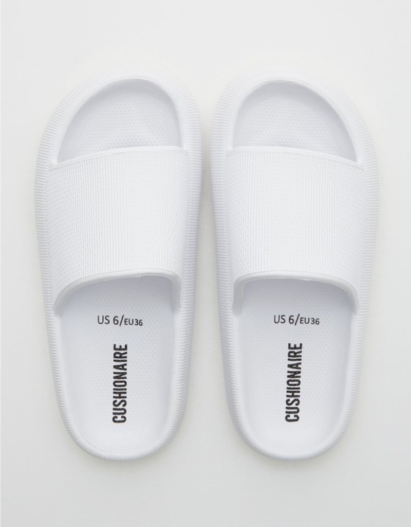 Aerie Cushionaire Feather Slides White | JEQ-612049