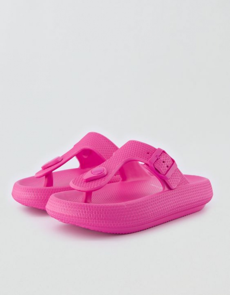 Aerie Cushonaire Flo Cloud Thong Sandals Pink | RGX-327846