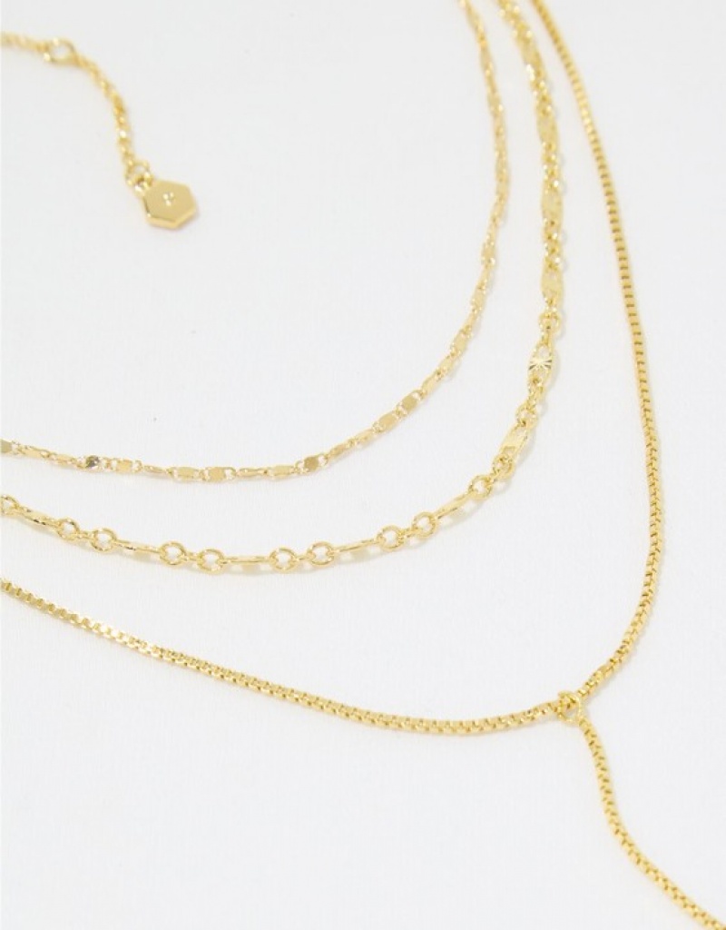 Aerie Dainty Layered Choker Pack Jewelry Gold | GNU-397048