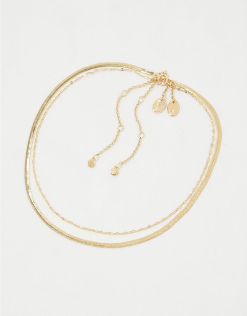 Aerie Dainty Snake Chain Pack Jewelry Gold | VXB-570384