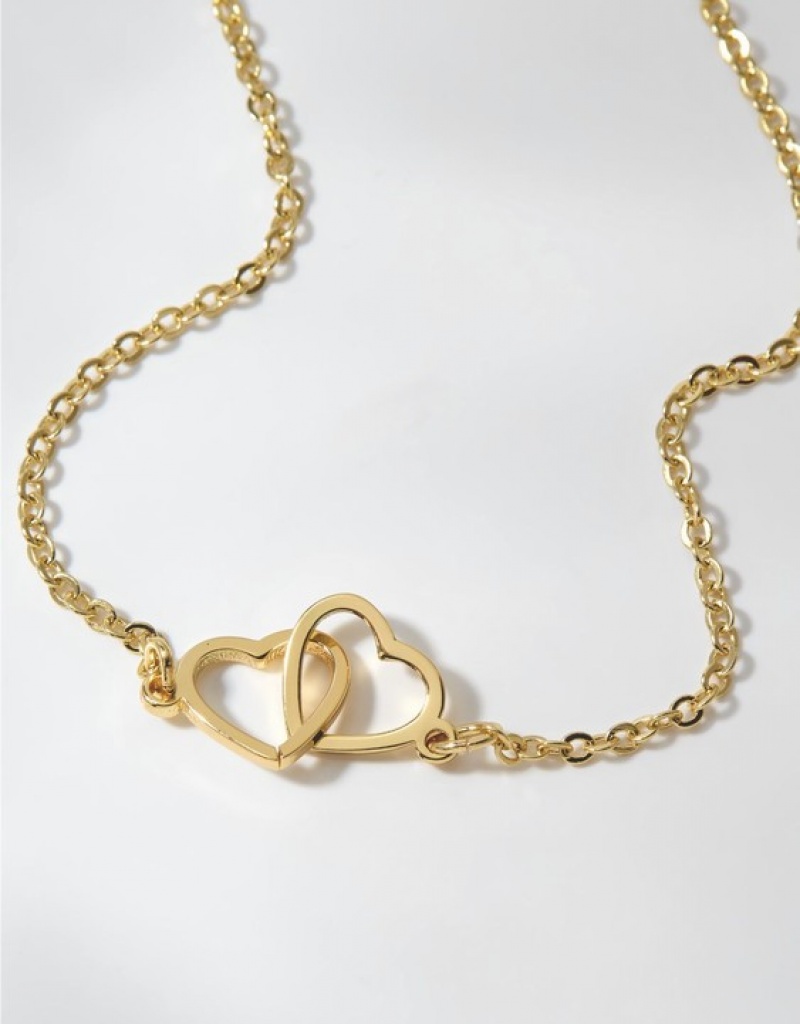 Aerie Double Heart Jewelry Gold | GMW-478210