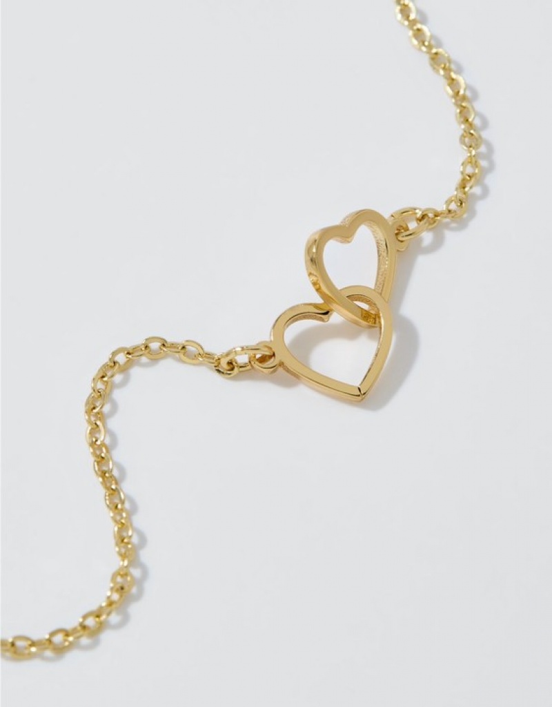 Aerie Double Heartcelet Jewelry Gold | LEX-169732