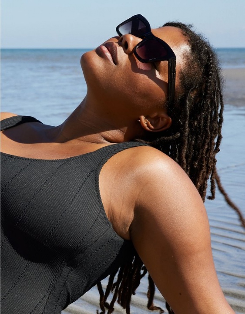 Aerie Dream On Sunglasses Black | UIT-123409