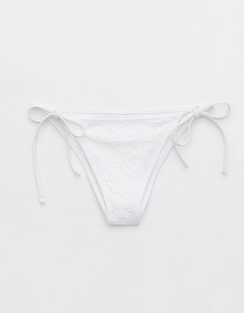 Aerie Eyelet Cheekiest Tie Bikini Bottom White | HMD-749251