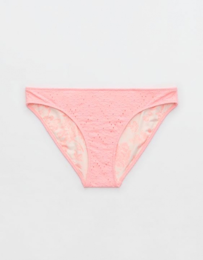 Aerie Eyelet Full Coverage Bikini Bottom Pink | XJE-768520