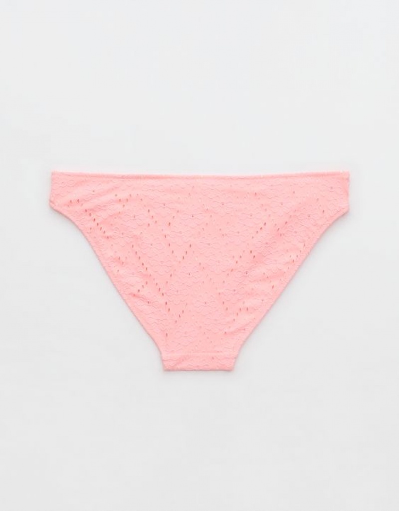 Aerie Eyelet Full Coverage Bikini Bottom Pink | XJE-768520