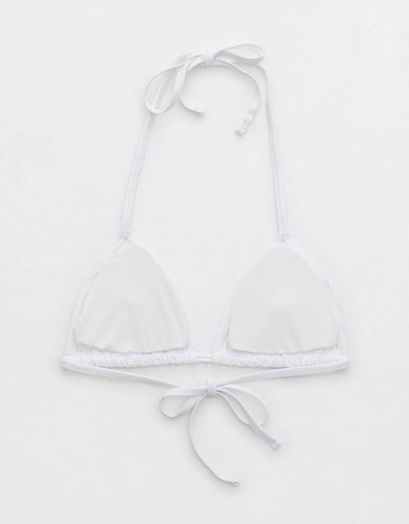 Aerie Eyelet String Triangle Bikini Top White | STK-813706