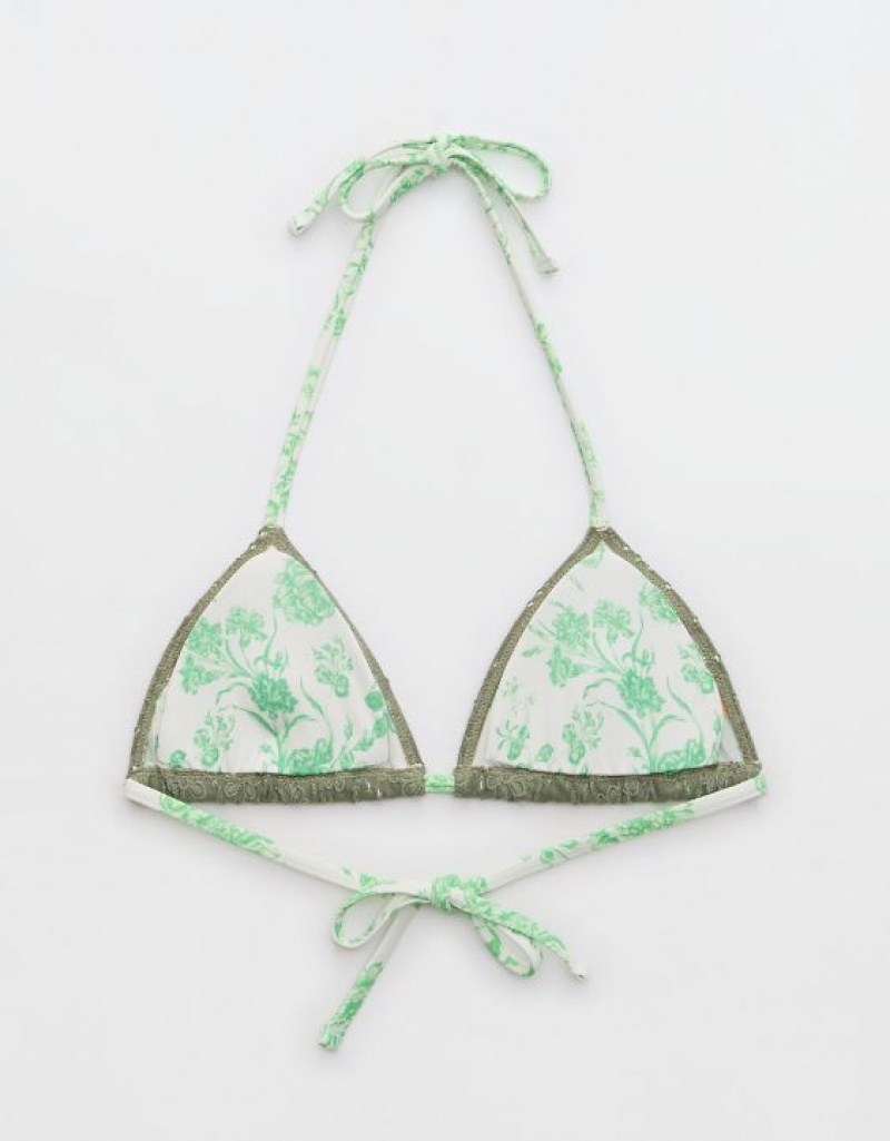 Aerie Eyelet String Triangle Bikini Top Olive | TMN-180524