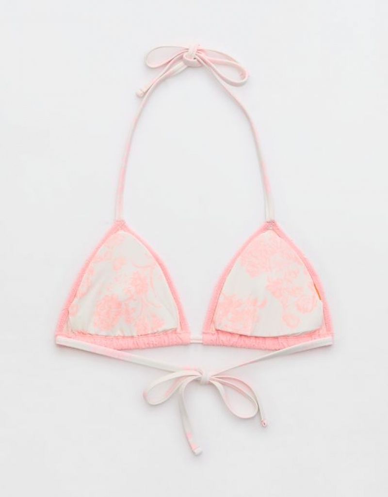 Aerie Eyelet String Triangle Bikini Top Pink | CUD-106742