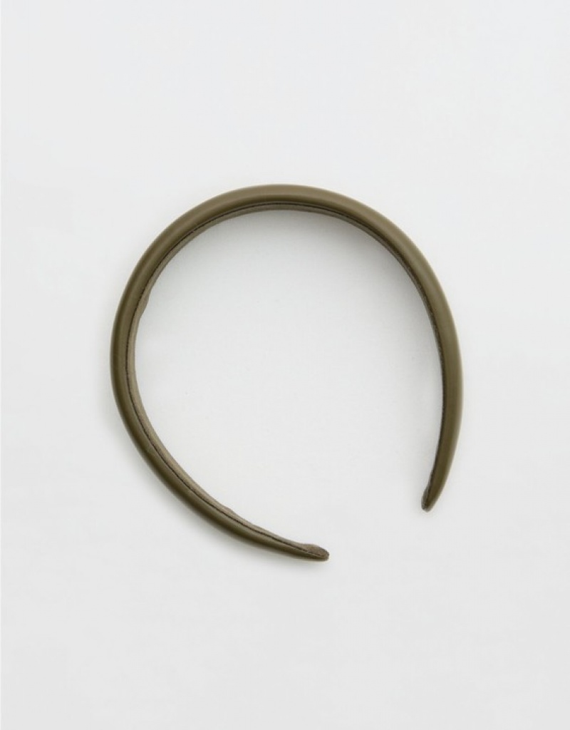 Aerie Faux Leather Hair Accessories Olive | IAN-127650