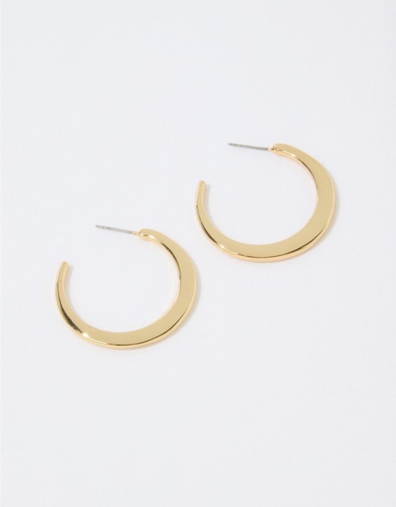 Aerie Flat Hoop Jewelry Gold | JPD-390617