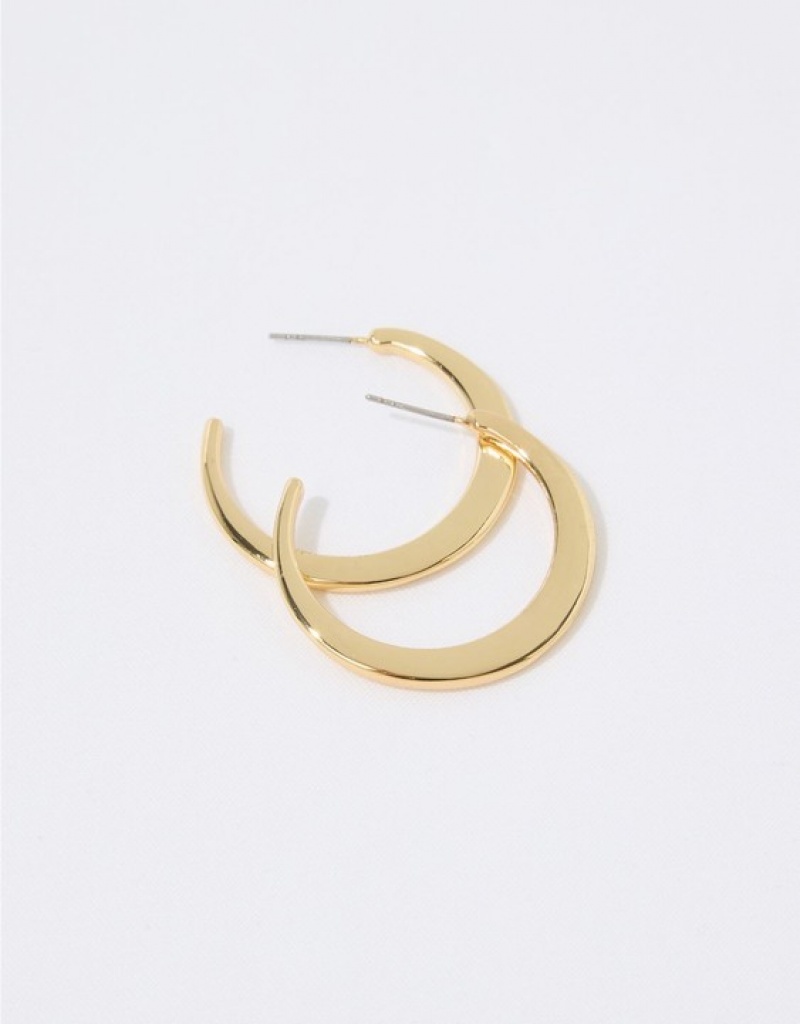 Aerie Flat Hoop Jewelry Gold | JPD-390617