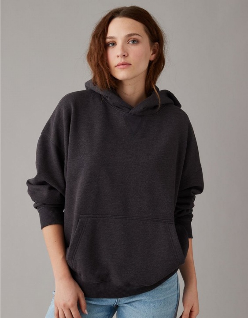 Aerie Fleece Hoodie Black | YQJ-523180