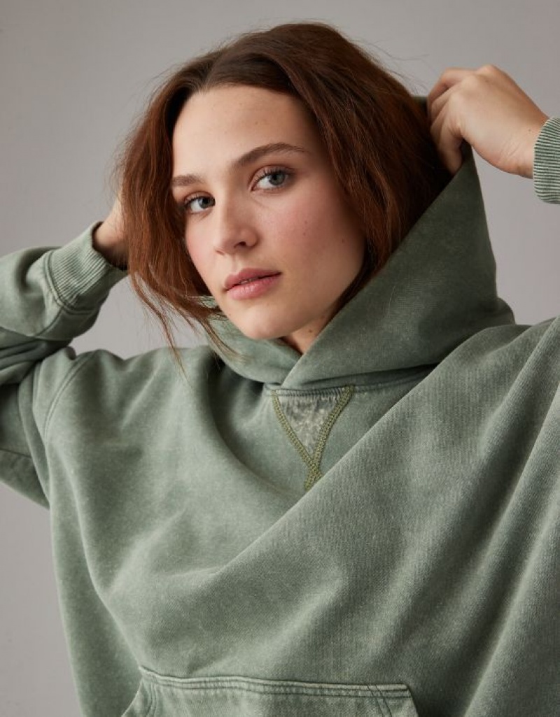 Aerie Fleece Hoodie Olive | YRA-381064