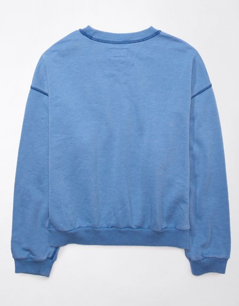 Aerie Funday Graphic Sweatshirts Blue | QJX-109724