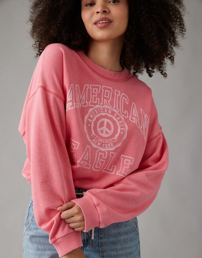 Aerie Funday Graphic Sweatshirts Coral | ZVC-718409