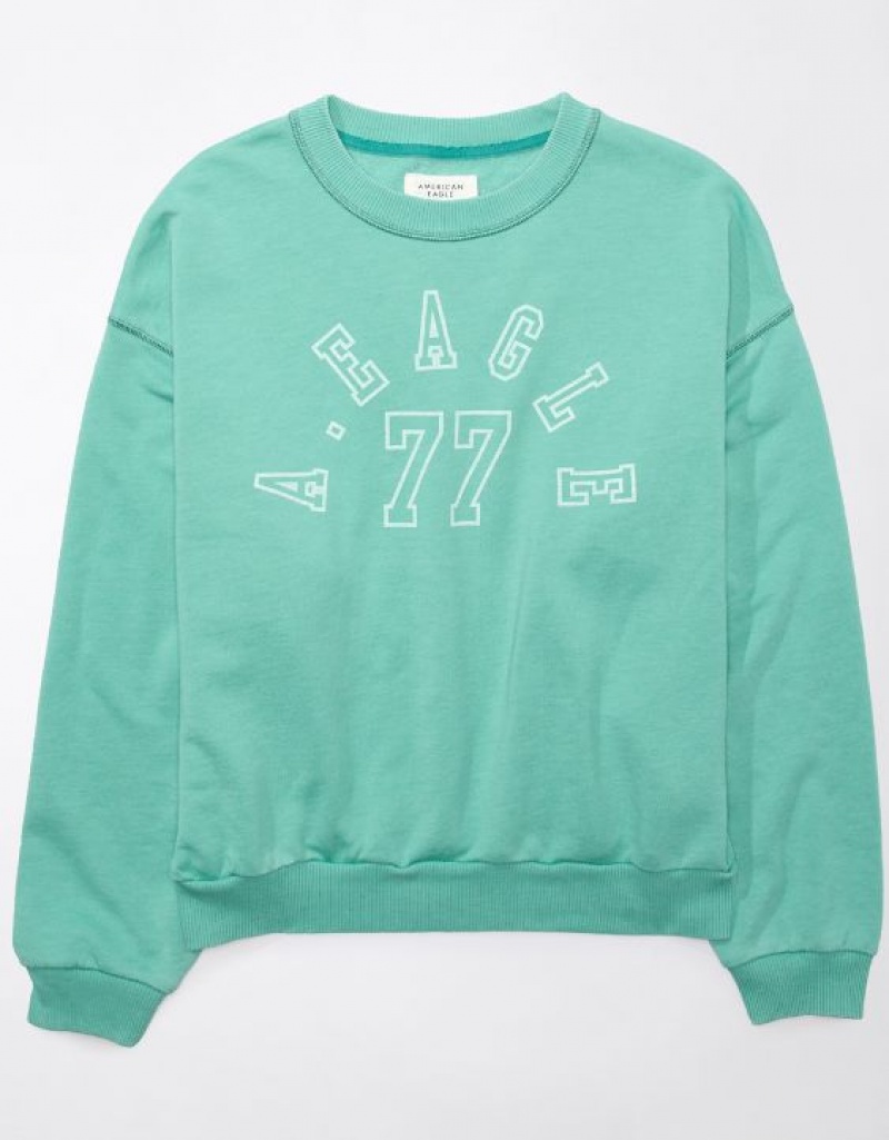 Aerie Funday Graphic Sweatshirts Green | QRI-730986