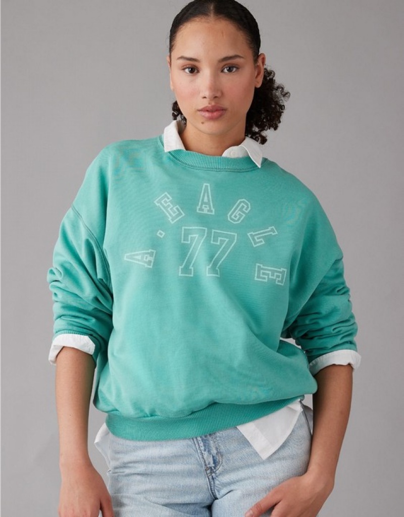 Aerie Funday Graphic Sweatshirts Green | QRI-730986