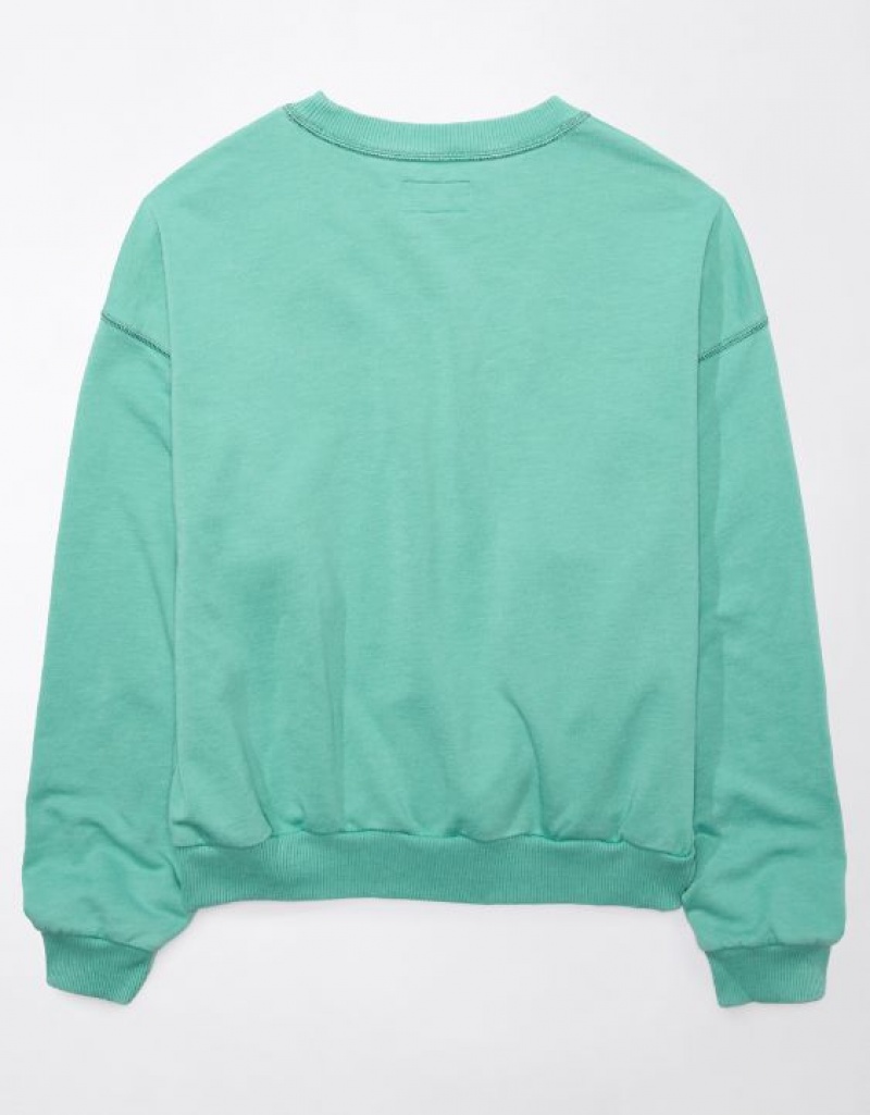 Aerie Funday Graphic Sweatshirts Green | QRI-730986