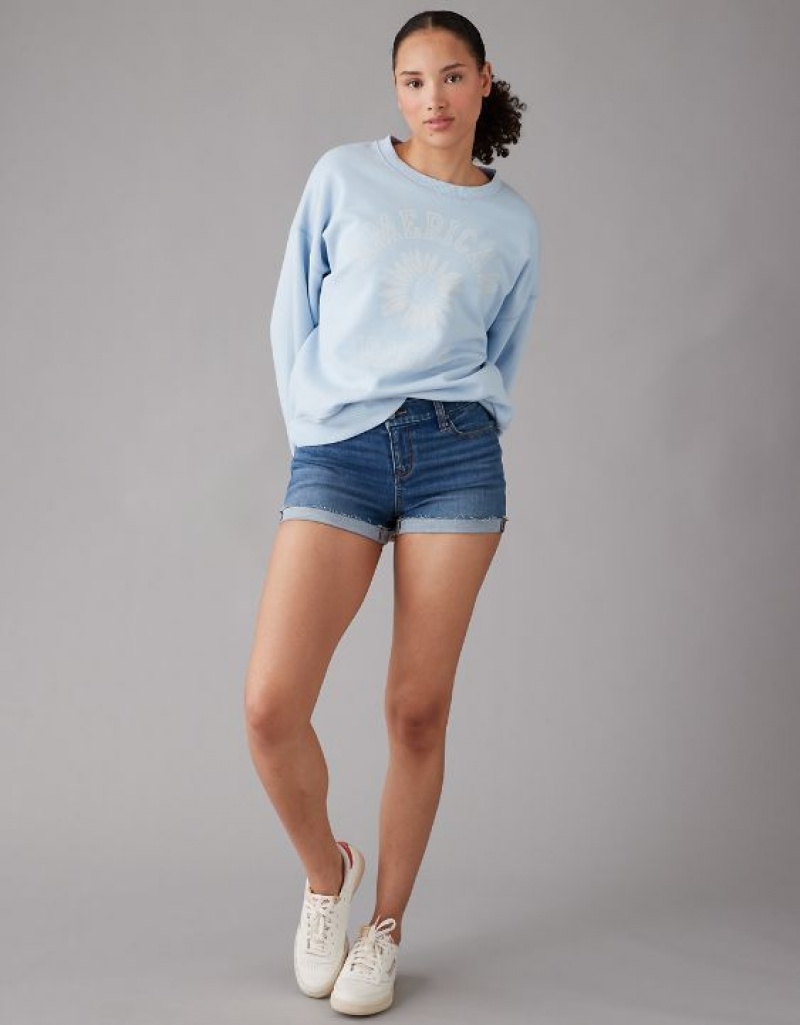 Aerie Funday Graphic Sweatshirts Light Blue | MCJ-182509