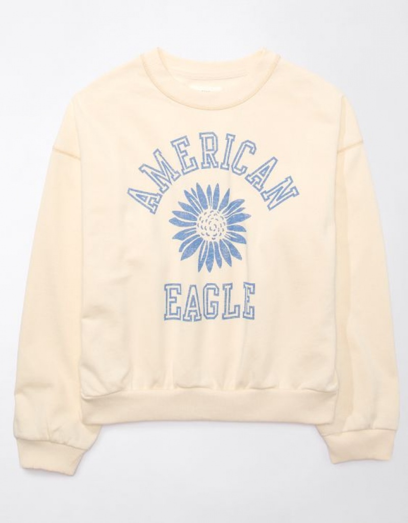 Aerie Funday Graphic Sweatshirts White | HXD-624350