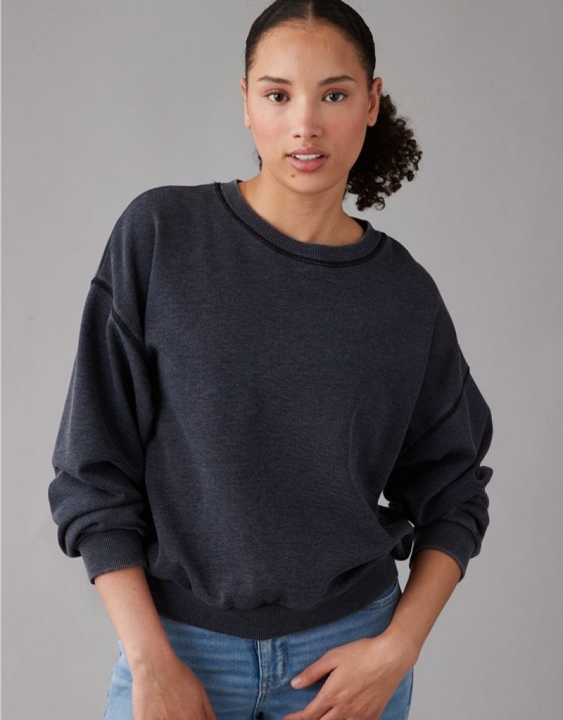 Aerie Funday Sweatshirts Black | ASX-538491