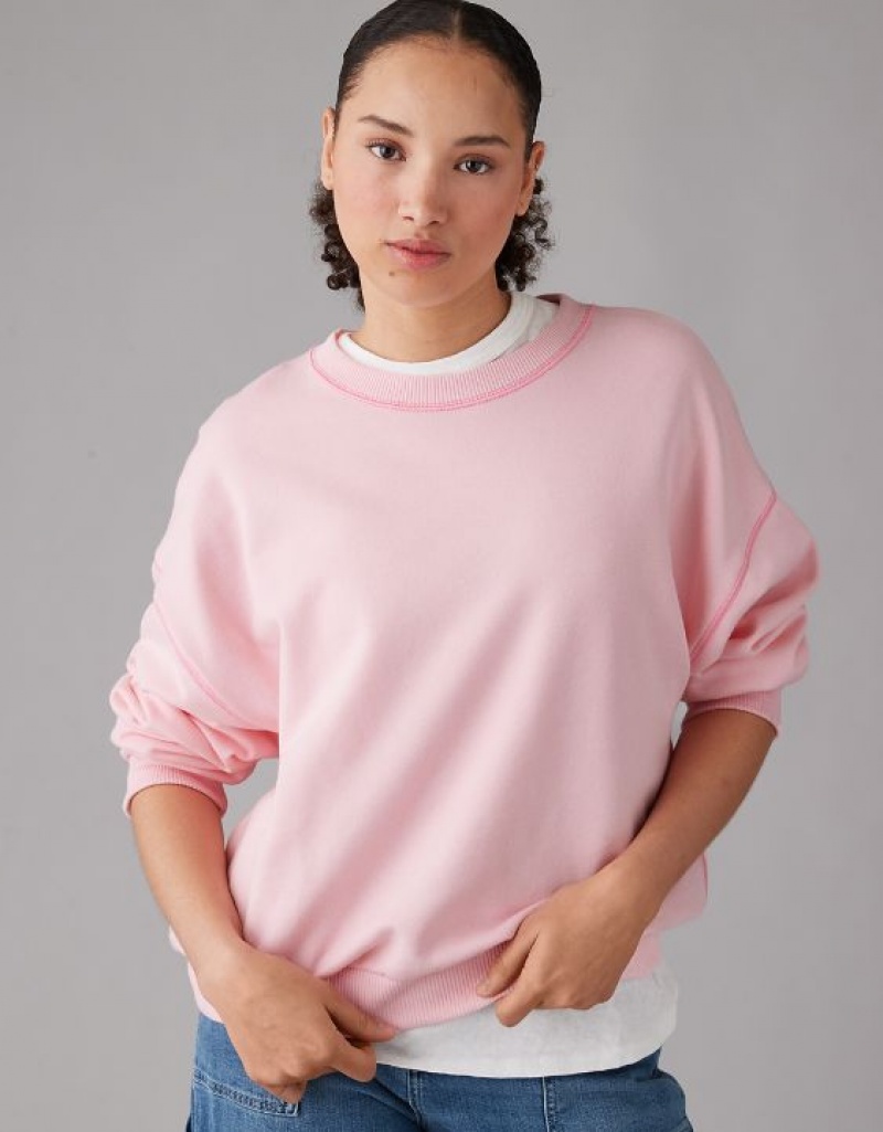 Aerie Funday Sweatshirts Light Pink | SVP-375102