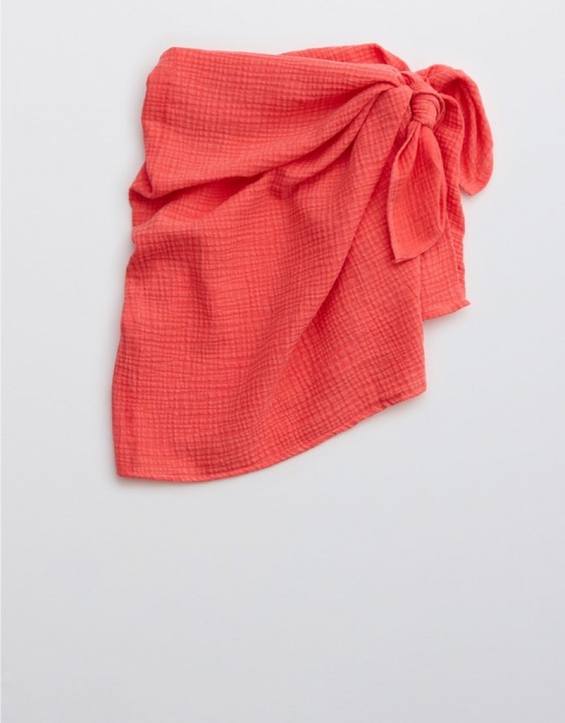 Aerie Gauze Mini Sarong Skirts Red | CDX-135470